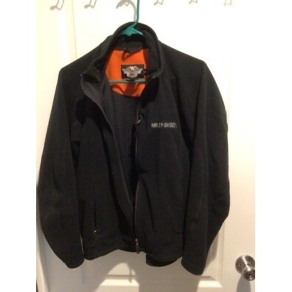 Harley-Davidson Vintage Womens Black Orange Fleece Full Zip Jacket 98309-05VW M